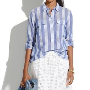 Madewell Striped Popover Blouse Medium